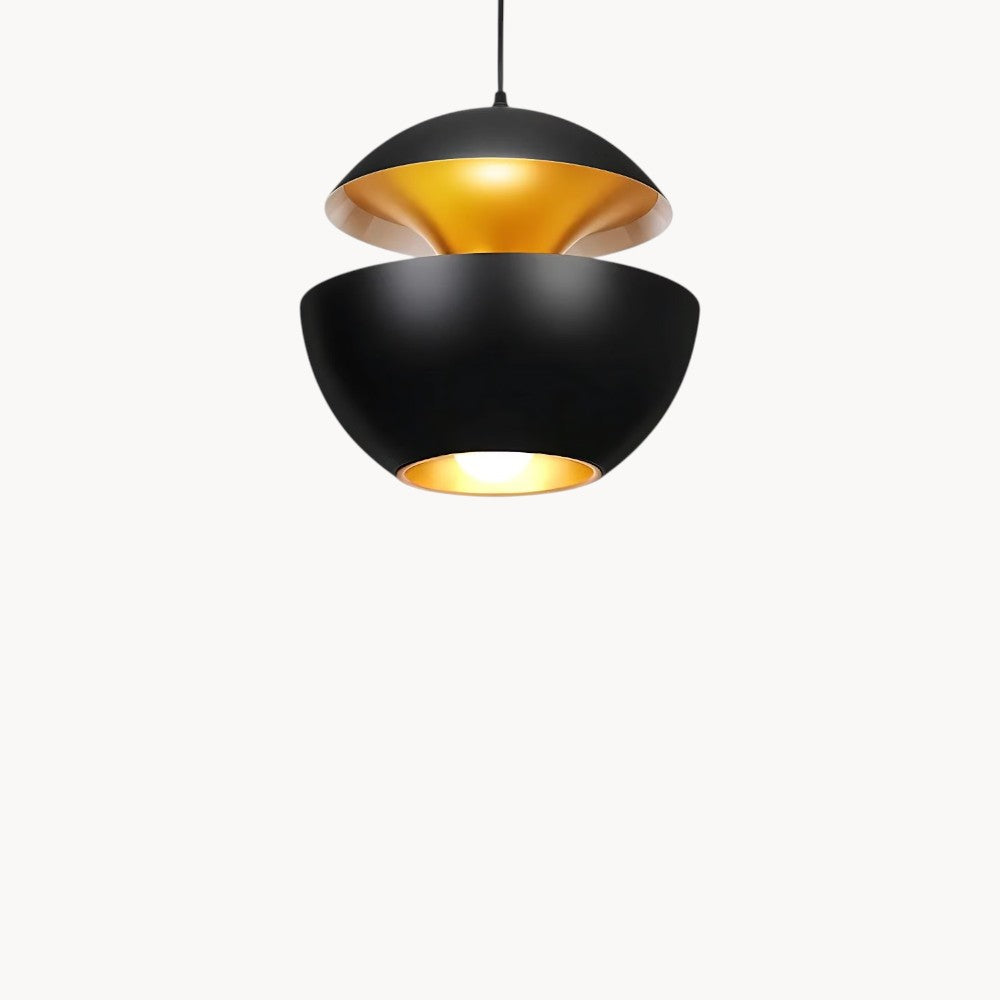 Suspension Moderne forme de demi Boule noire en Aluminium