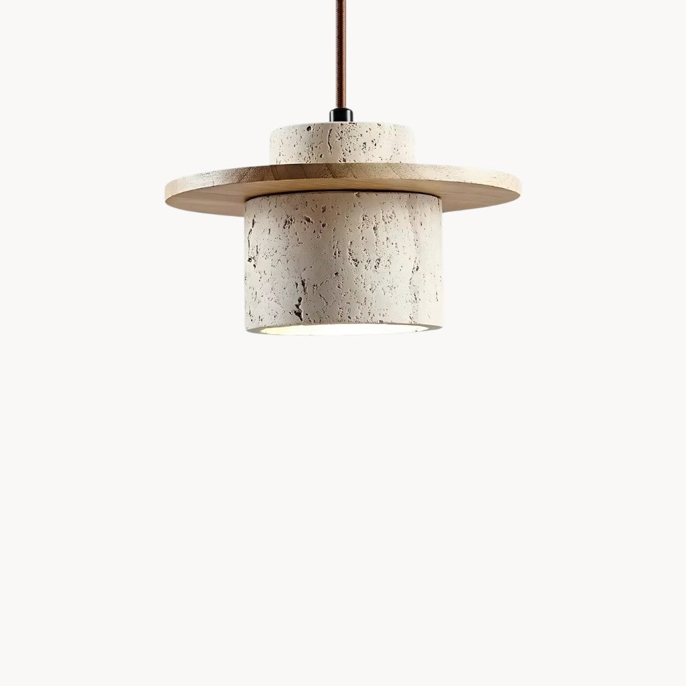 Suspension LED Pierre et Bois Design Minimaliste Japonais
