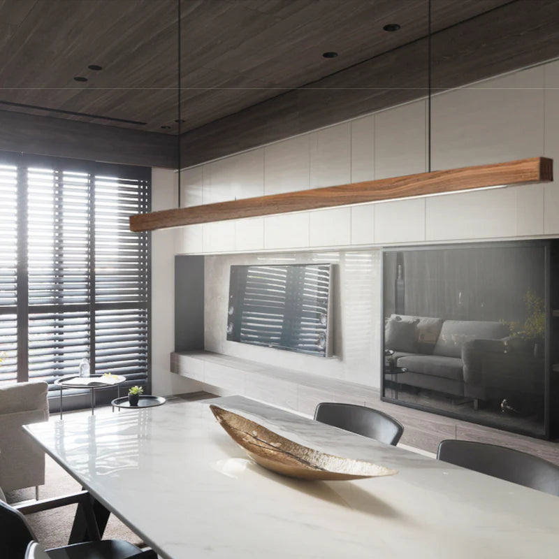 Suspension LED moderne en bois long et fin