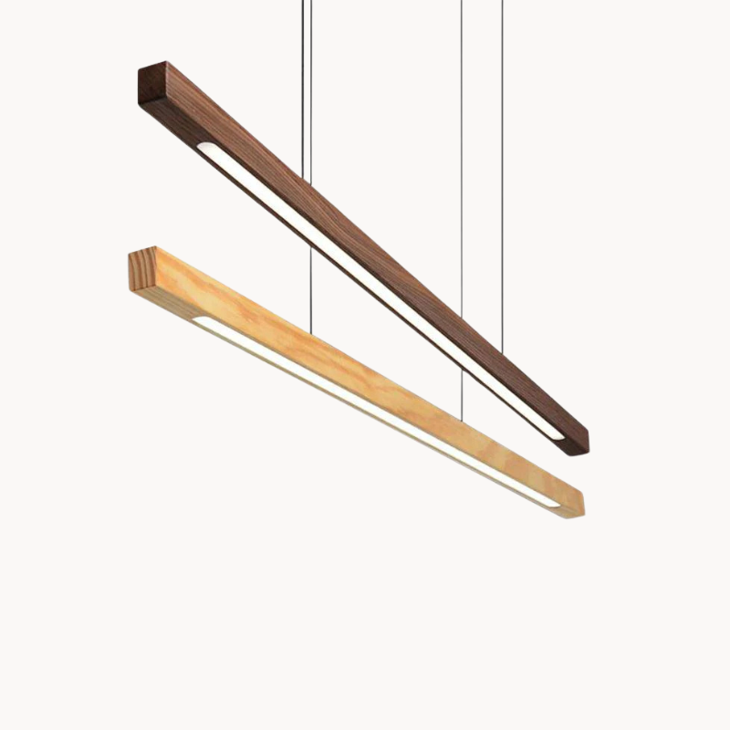 Suspension LED moderne en bois long et fin