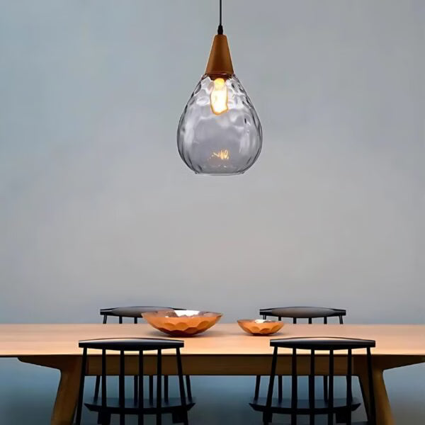 Suspension en Verre Transparent forme goutte d’eau style Industriel