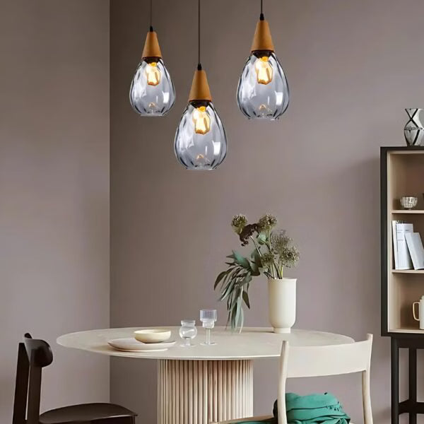 Suspension en Verre Transparent forme goutte d’eau style Industriel