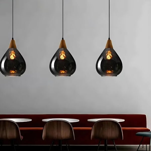 Suspension en Verre Transparent forme goutte d’eau style Industriel