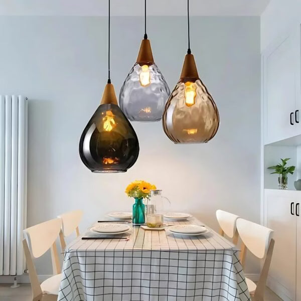 Suspension en Verre Transparent forme goutte d’eau style Industriel