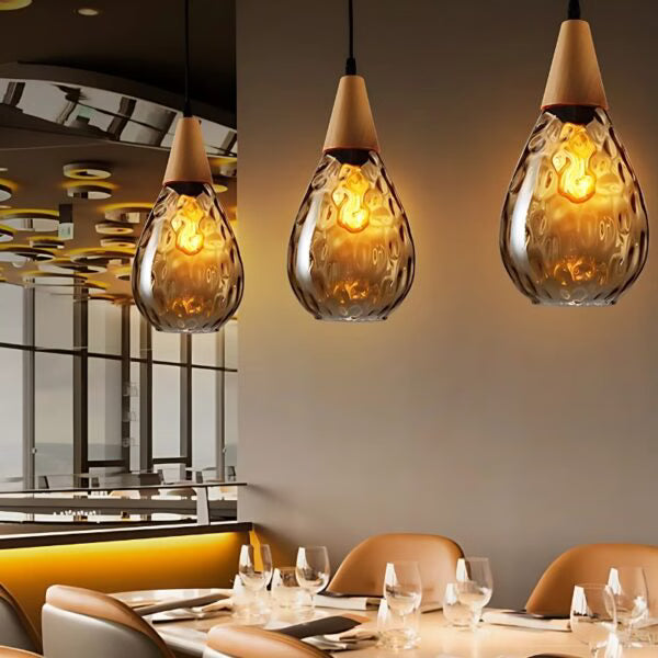 Suspension en Verre Transparent forme goutte d’eau style Industriel
