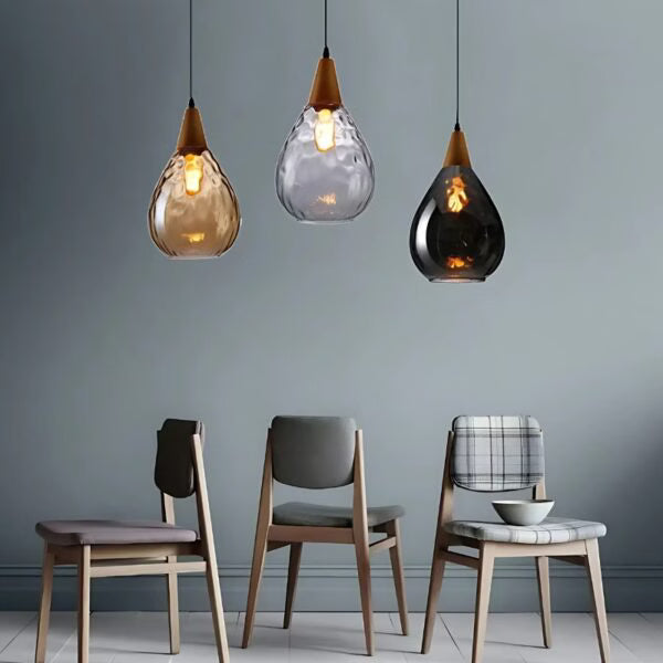 Suspension en Verre Transparent forme goutte d’eau style Industriel