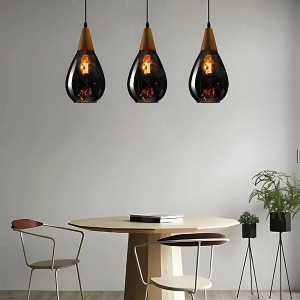 Suspension en Verre Transparent forme goutte d’eau style Industriel