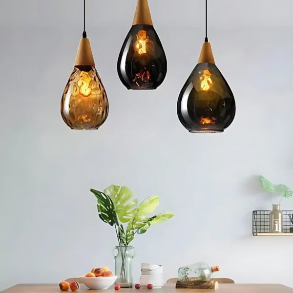 Suspension en Verre Transparent forme goutte d’eau style Industriel