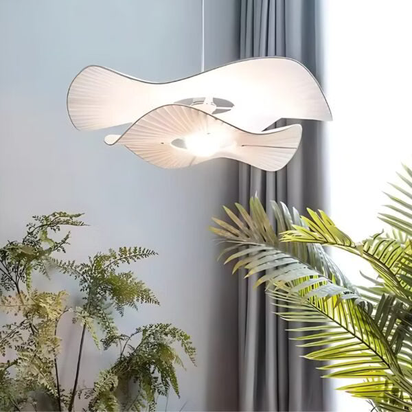 Lustre en Tissu Blanc Minimaliste en forme de Fleurs