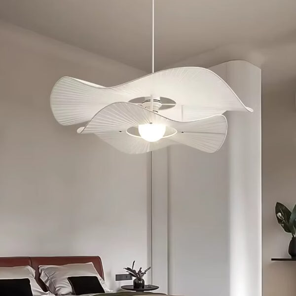 Lustre en Tissu Blanc Minimaliste en forme de Fleurs