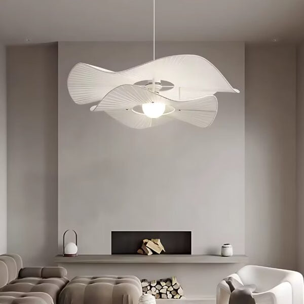 Lustre en Tissu Blanc Minimaliste en forme de Fleurs