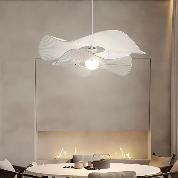 Lustre en Tissu Blanc Minimaliste en forme de Fleurs