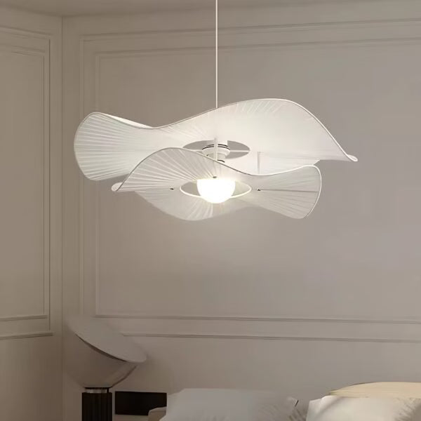 Lustre en Tissu Blanc Minimaliste en forme de Fleurs