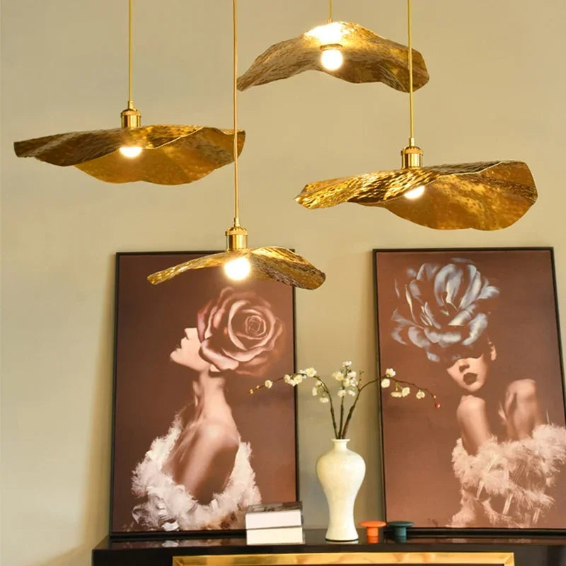 Suspension Forme de feuille de Lotus en Cuivre Design