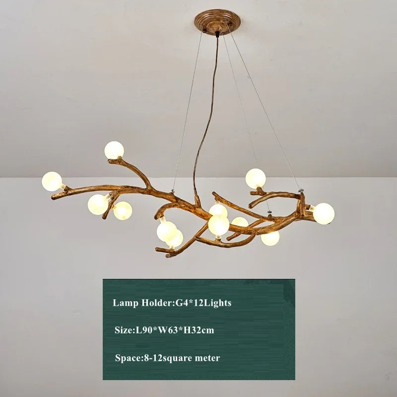 Lustre Branches D'arbre en résine LED style Vintage