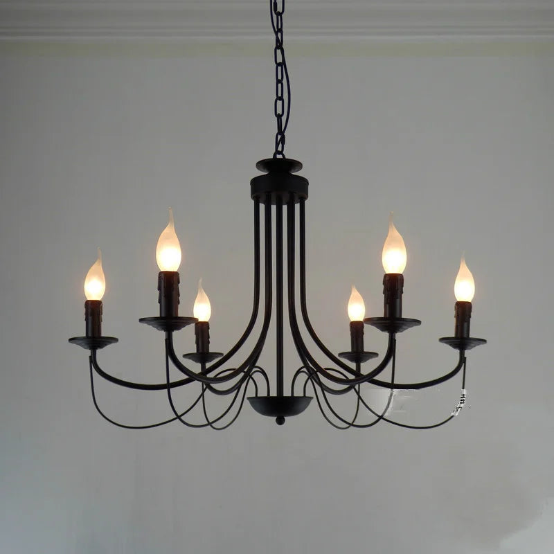 Lustre Baroque en Fer Forgé avec Bougie
