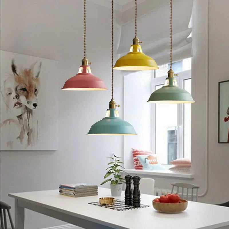Suspension en Fer Design Vintage Industriel Coloré