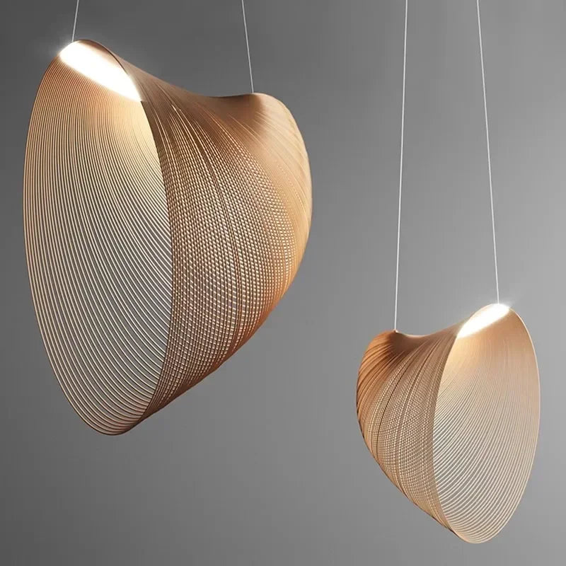 Suspension LED Filets Minimaliste en Bois