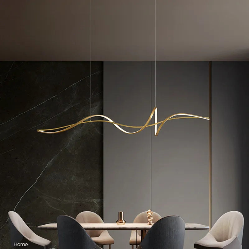 Lustre Suspension LED Design Forme Ondulée pour Salle à Manger Salon
