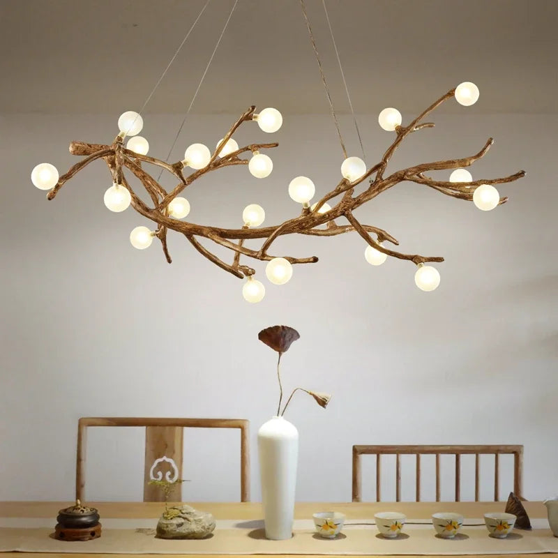 Lustre Branches D'arbre en résine LED style Vintage
