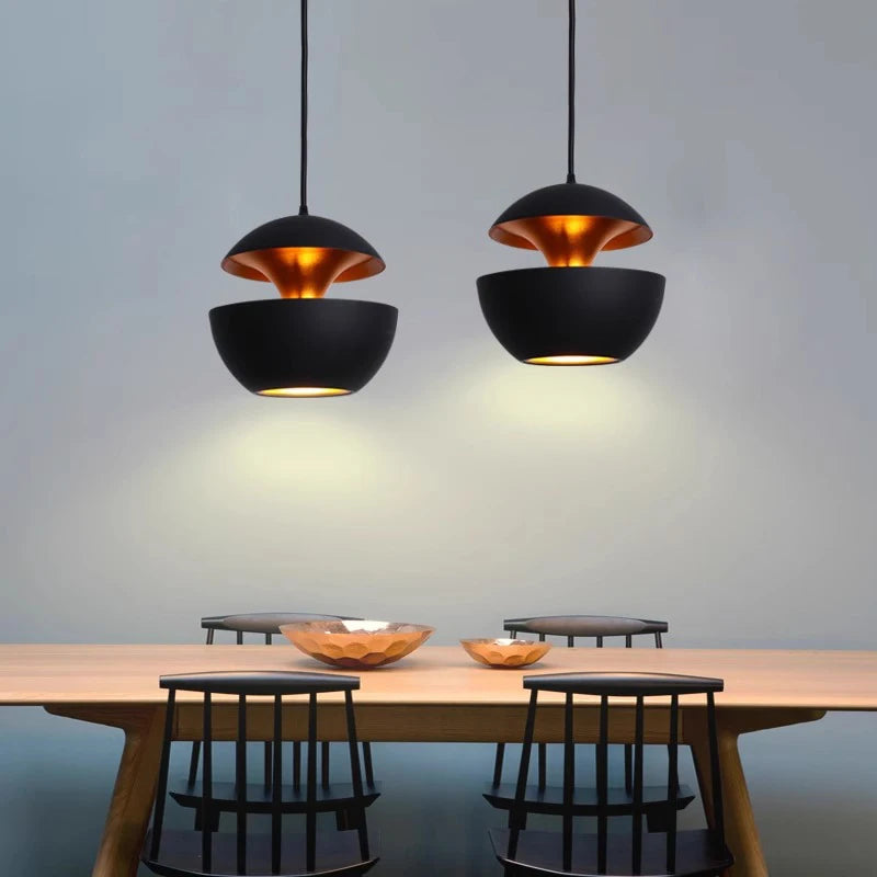 Suspension Moderne forme de demi Boule noire en Aluminium