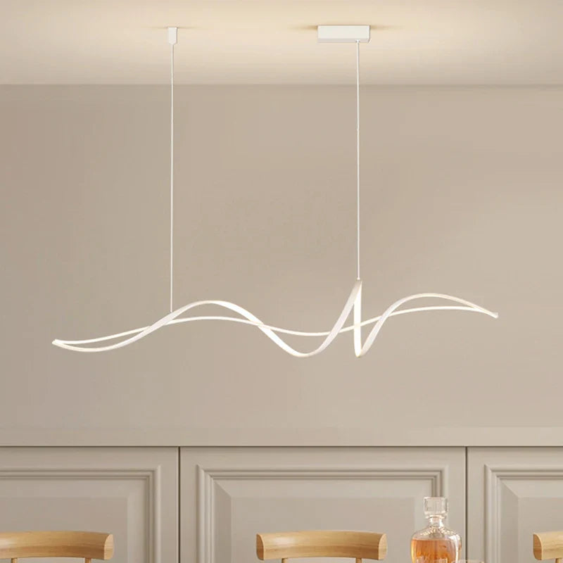 Lustre Suspension LED Design Forme Ondulée pour Salle à Manger Salon