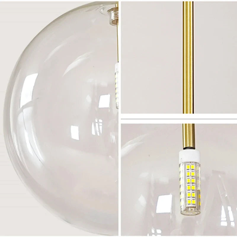 Suspension Boule en Verre LED Design Moderne style Nordique