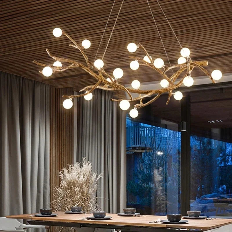 Lustre Branches D'arbre en résine LED style Vintage
