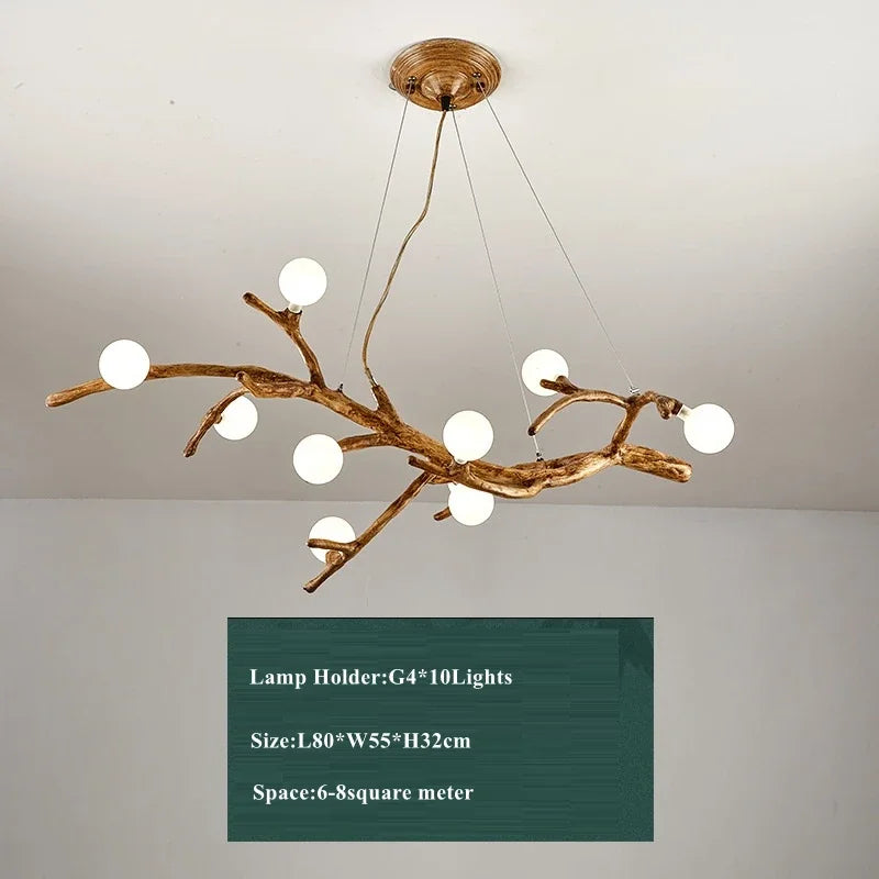 Lustre Branches D'arbre en résine LED style Vintage