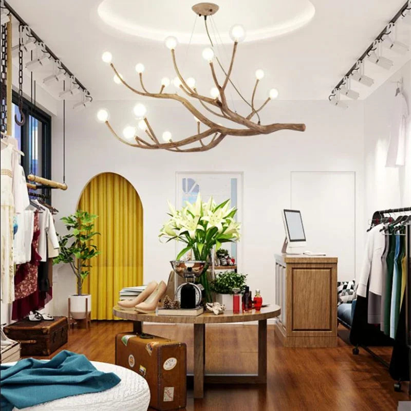 Lustre Branches D'arbre en résine LED style Vintage