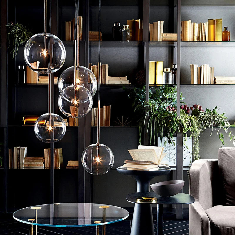 Suspension Boule en Verre LED Design Moderne style Nordique