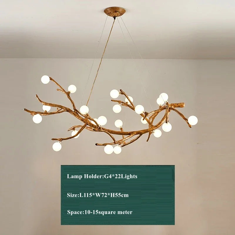 Lustre Branches D'arbre en résine LED style Vintage