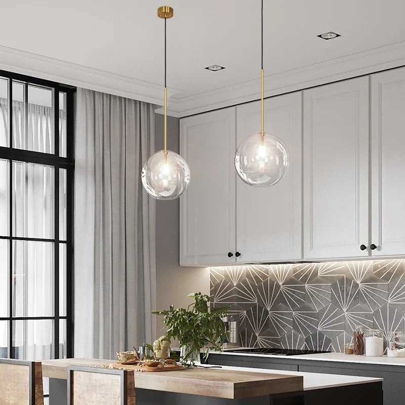 Suspension Boule en Verre LED Design Moderne style Nordique
