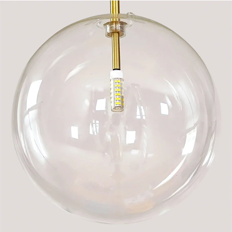 Suspension Boule en Verre LED Design Moderne style Nordique