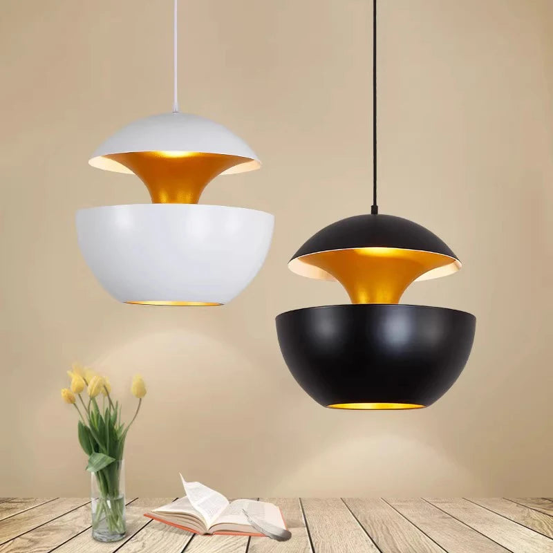 Suspension Moderne forme de demi Boule noire en Aluminium