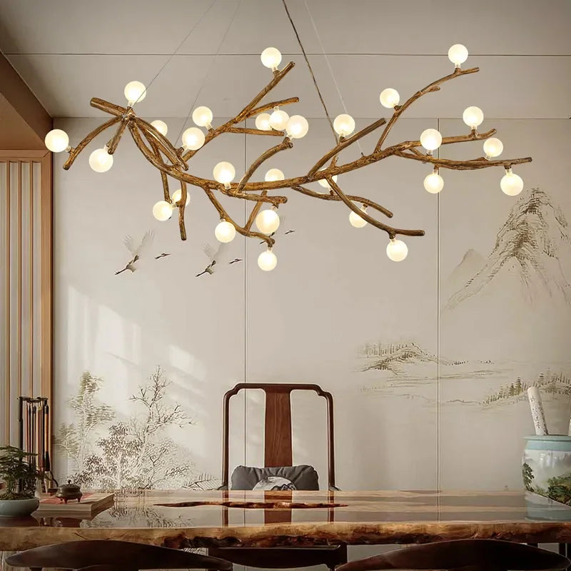 Lustre Branches D'arbre en résine LED style Vintage
