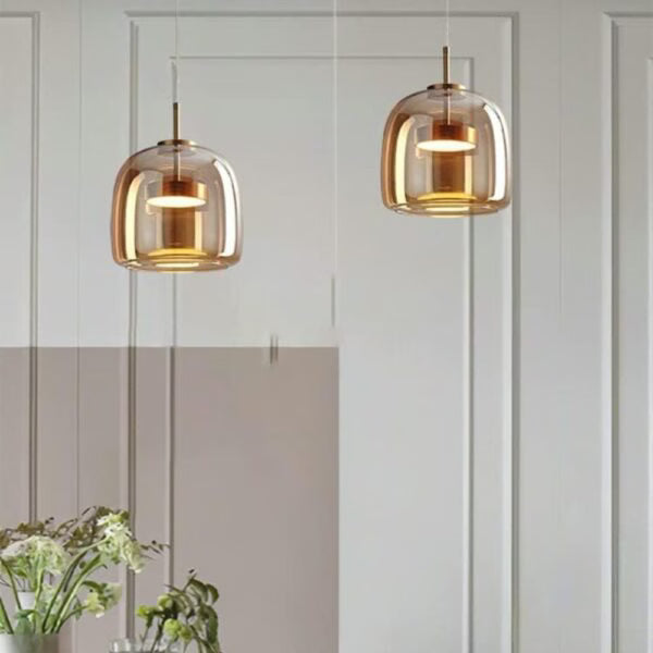 Suspension LED en Verre Ambré design Nordique Moderne