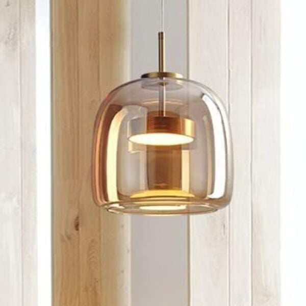 Suspension LED en Verre Ambré design Nordique Moderne