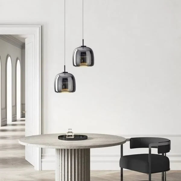 Suspension LED en Verre Ambré design Nordique Moderne