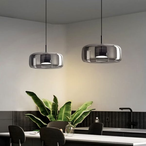Suspension LED en Verre Ambré design Nordique Moderne