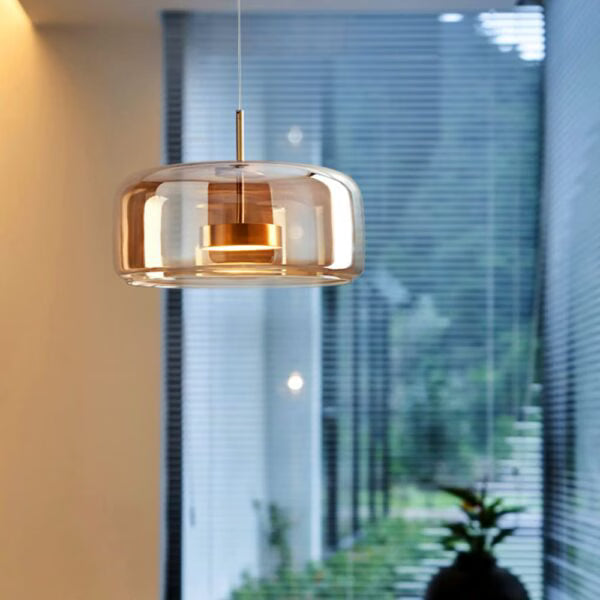Suspension LED en Verre Ambré design Nordique Moderne