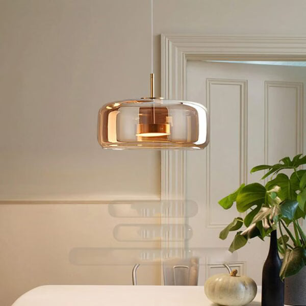 Suspension LED en Verre Ambré design Nordique Moderne