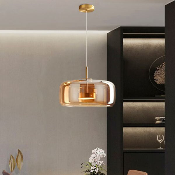 Suspension LED en Verre Ambré design Nordique Moderne