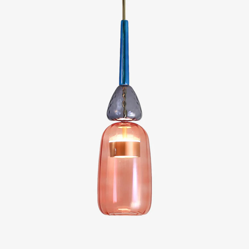 Suspension LED design en verre soufflé coloré