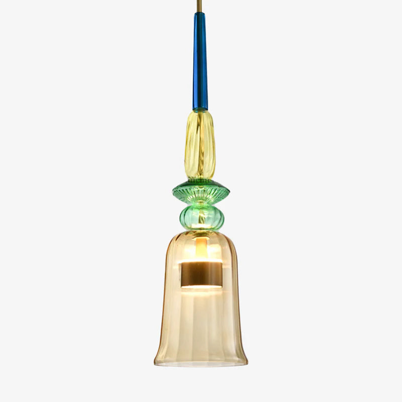 Suspension LED design en verre soufflé coloré