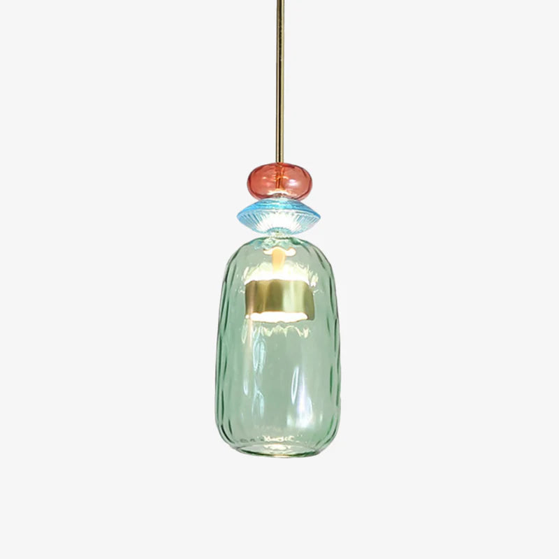 Suspension LED design en verre soufflé coloré