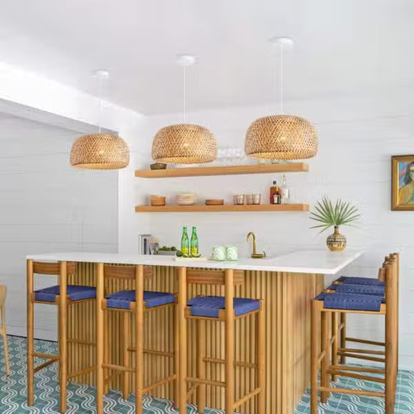 Suspension en Bambou Tressé Design Naturel