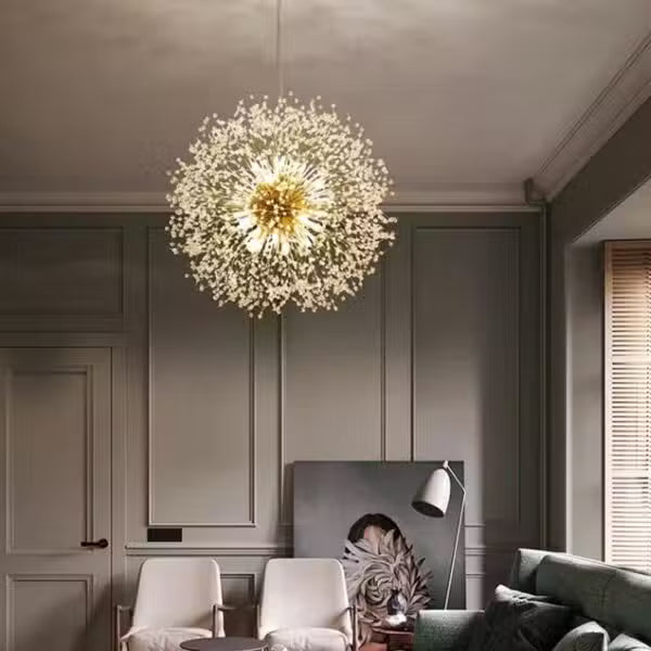 Lustre Doré Design Pissenlit Lumineux
