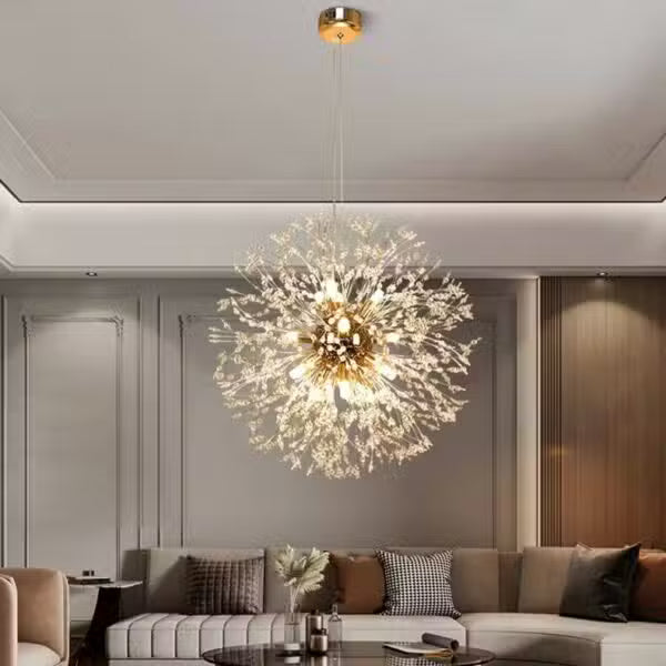 Lustre Doré Design Pissenlit Lumineux