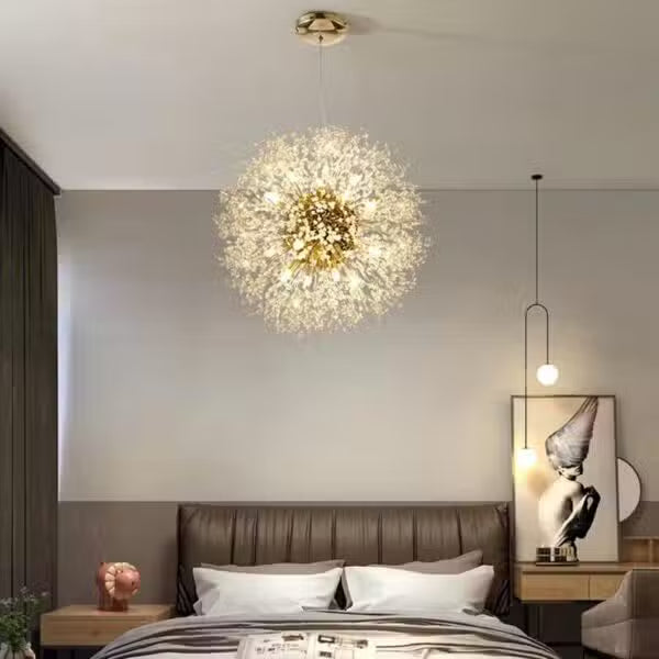 Lustre Doré Design Pissenlit Lumineux